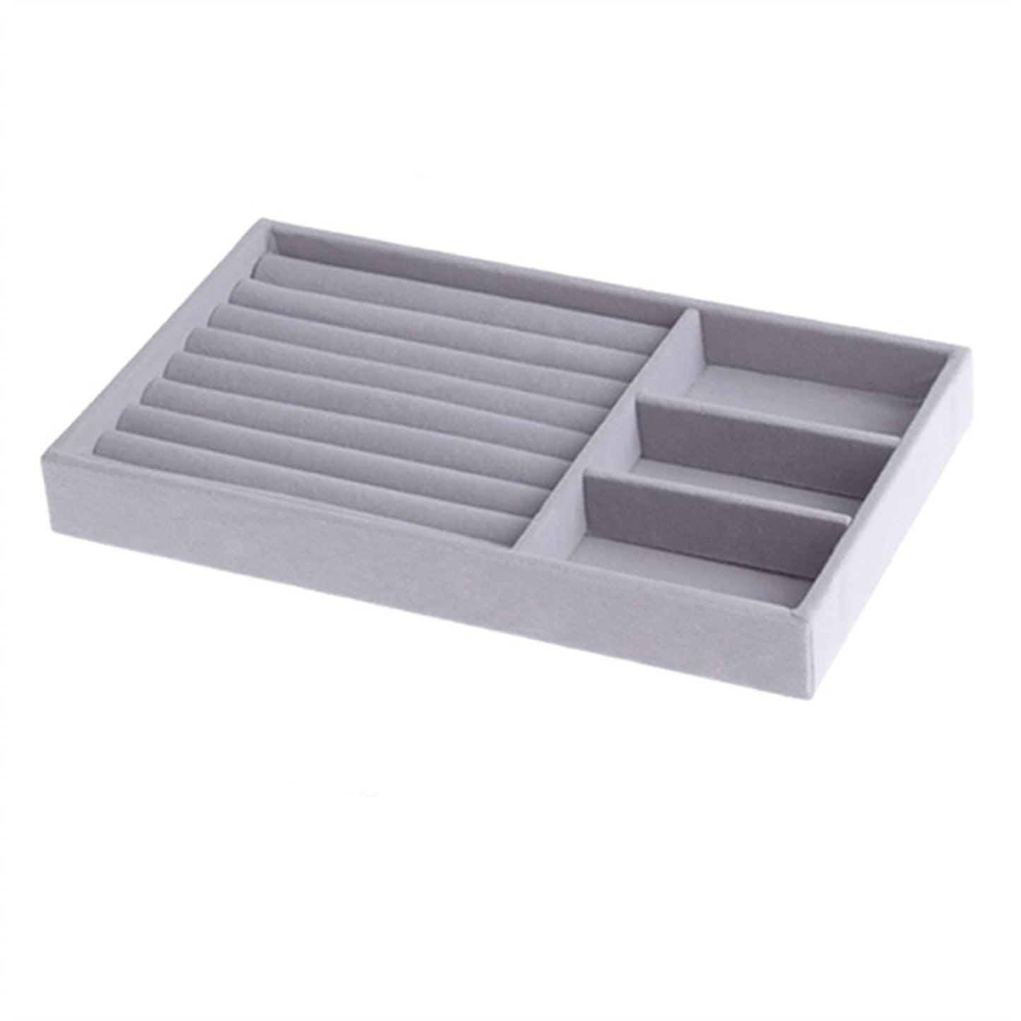 Jewelry box fashion portable velvet jewelry ring jewelry display organizer box tray holder earring jewelry storage case showcase (color : dark khaki)