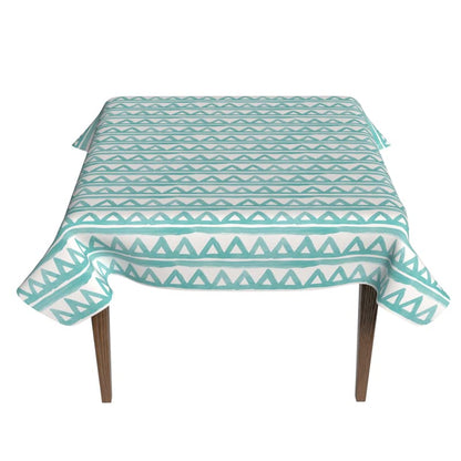 Piera Waterproof Tablecloth in Turquoise & White, a 140x140 cm Square Table Cover from Spillproof Polyester, a Refreshing and Stain-Resistant Protector for Kitchen and Dining Tables