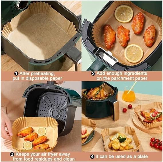 100pcs Air Fryer Liners 7.9 Inch Square