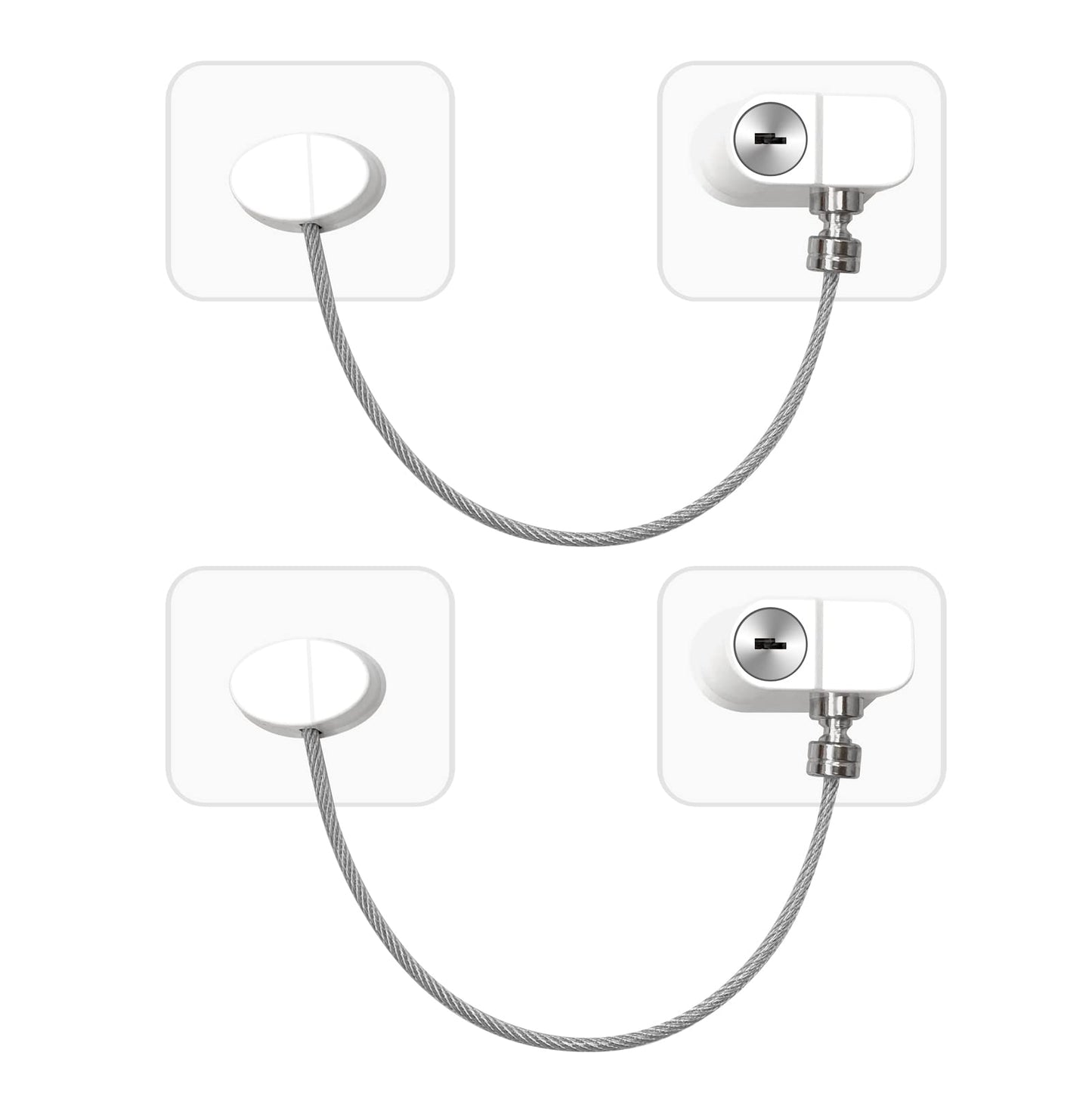 NewBinn 2 x Refrigerator Lock No Drilling with Key for Children & Pets, Fridge Child Lock for Washing Machine, Cupboards, Wardrobes, Toilets, Wine Cooler, Window (2 HP White with Key)