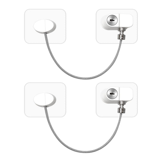 2 x Refrigerator Lock No Drilling with Key for Children & Pets, Fridge Child Lock for Washing Machine, Cupboards, Wardrobes, Toilets, Wine Cooler, Window (2 HP White with Key)
