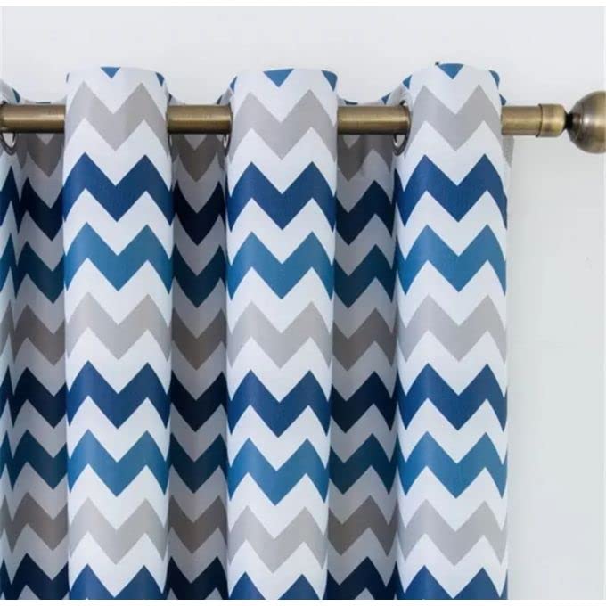 INtex CURTAINS House Luxury velvet curtains - Modern Design - Stripped Zigzag -Digital Printed - Steel Grommets - 1 Piece 140W X 230L CM Yellow * Grey