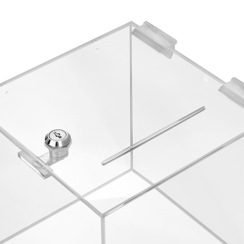 Acrylic Glass Box with Lock, Transparent Plexiglass Donation, Promotion, Competition Box, Lockable, Secure Fundraising and Feedback Collection