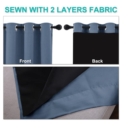 100% Blackout curtains - thermal insulated blackout fabric - two layers fully darkness curtain