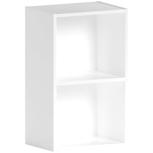 Oxford 2 Tier Cube Bookcase, White Wooden Shelving Display Unit, Modern Storage Organizer for Home Office, Living Room, or Bedroom Furniture, Versatile and Compact