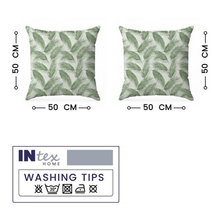 INTEX HOME Linen Velvet Cushion Set, Bella Leaf Pattern, Premium Soft Fabric, 40×40 cm, Turquoise, Elegant Living and Dining Room Decor, Comfortable and Durable Accent Pillows, 2 Pieces
