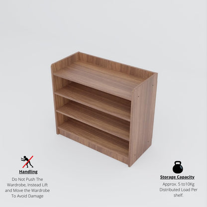 Wood Shoe Rack, Fits up to 15 Pairs, 4-Shelf Wooden Shoe Storage Organizer for Home, Knock-Down Design for Easy Assembly, Brown Finish