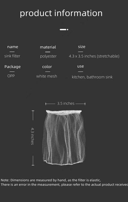 WEIYSHIGSH Kitchen Sink Strainer Mesh Bags - 200 Piece Disposable Sink Strainer Bags - Sink Strainers for Kitchen Sink Foods - Mesh Sink Strainers Fits All Sizes of Kitchen Drain Baskets