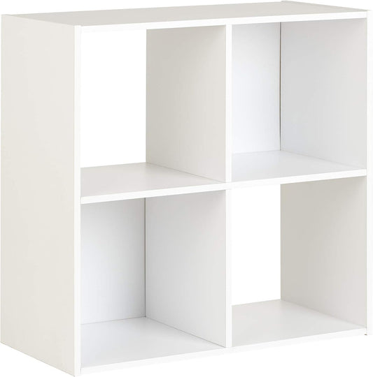 Homme Concept 4 Cube Storage Unit in White, Living Room Bookcase and Shelving Unit, Kids Bookshelf, Free Standing Wooden Bookcase, Storage Organiser for Home Office, BookShelf