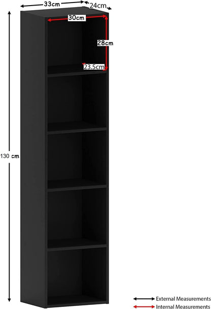Modern 5-Shelf Bookcase, TalLFreestanding Storage Organizer Suitable for Every and Office, Durable Wooden Construction for Books, Decor, and Files, Versatile Unit