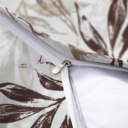 INtex CURTAINS HOUSE Printed Linen Velvet Cushion Covers, Throw Pillow Covers, Leaves Pattern Decorative Pillow Covers, Set of 2 Pieces Cafe x Brown 30W x 30L CM