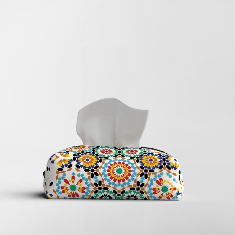 Fabric Tissue Box Cover Premium Fabric Tissue Holder With Leather Layer Inside for Home, Office, and Car Durable and Elegant Tissue Dispenser for Standard Tissue Boxes