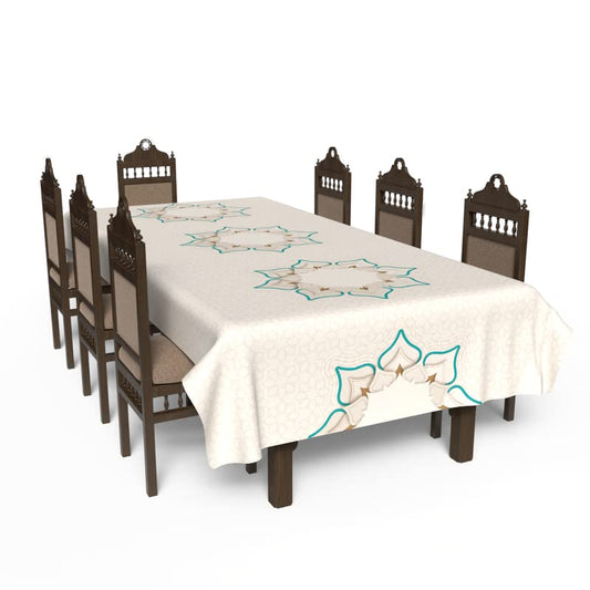 Islamic Dora Waterproof Tablecloth, a Multicolor 140x300 cm Rectangular Table Cover of Spillproof Polyester, a Vibrant Stain-Resistant Protector for Parties and Festive Dining