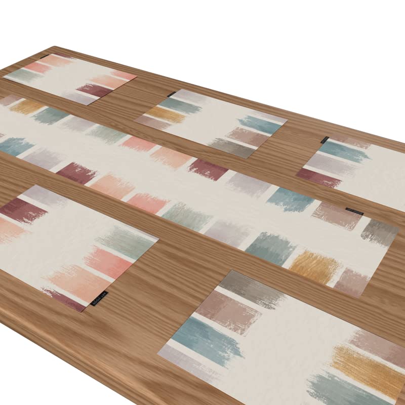 Palette Canvas Placemats Set of 6, artistic multicolor 45x30 cm table mats, durable and washable, designed to protect your dining table while adding a vibrant, creative statement