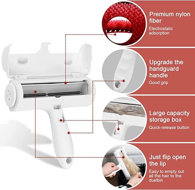 Whioltl Pet Hair Remover Roller, Reusable Washable Animal Hair Removal Brush for Dogs and Cats, Easy to Self Clean the Pet Fur from Carpet, Furniture, Sofa, Rugs, Laundry, Clothes and Bedding