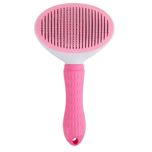 Self-Cleaning Slicker Brush Comb - Best Pet Cat Dog Grooming Long Short Hair - Shedding Loose Undercoat Tangled Haired Removes Tool - Pink