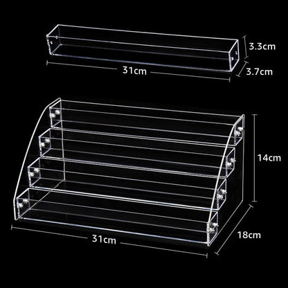 Tier Tiered Acrylic Makeup Organizer, Wide Display Rack for Lipstick, Nail Polish, and Eyeshadow, Clear Countertop Stand for Essential Oils, Paints, and Retail Displays