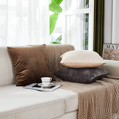 Soft Thick Velvet Throw Pillow Covers Decorative Square Cushion Cover For Couch Sofa Bedroom Living Room - set of 2 Pieces