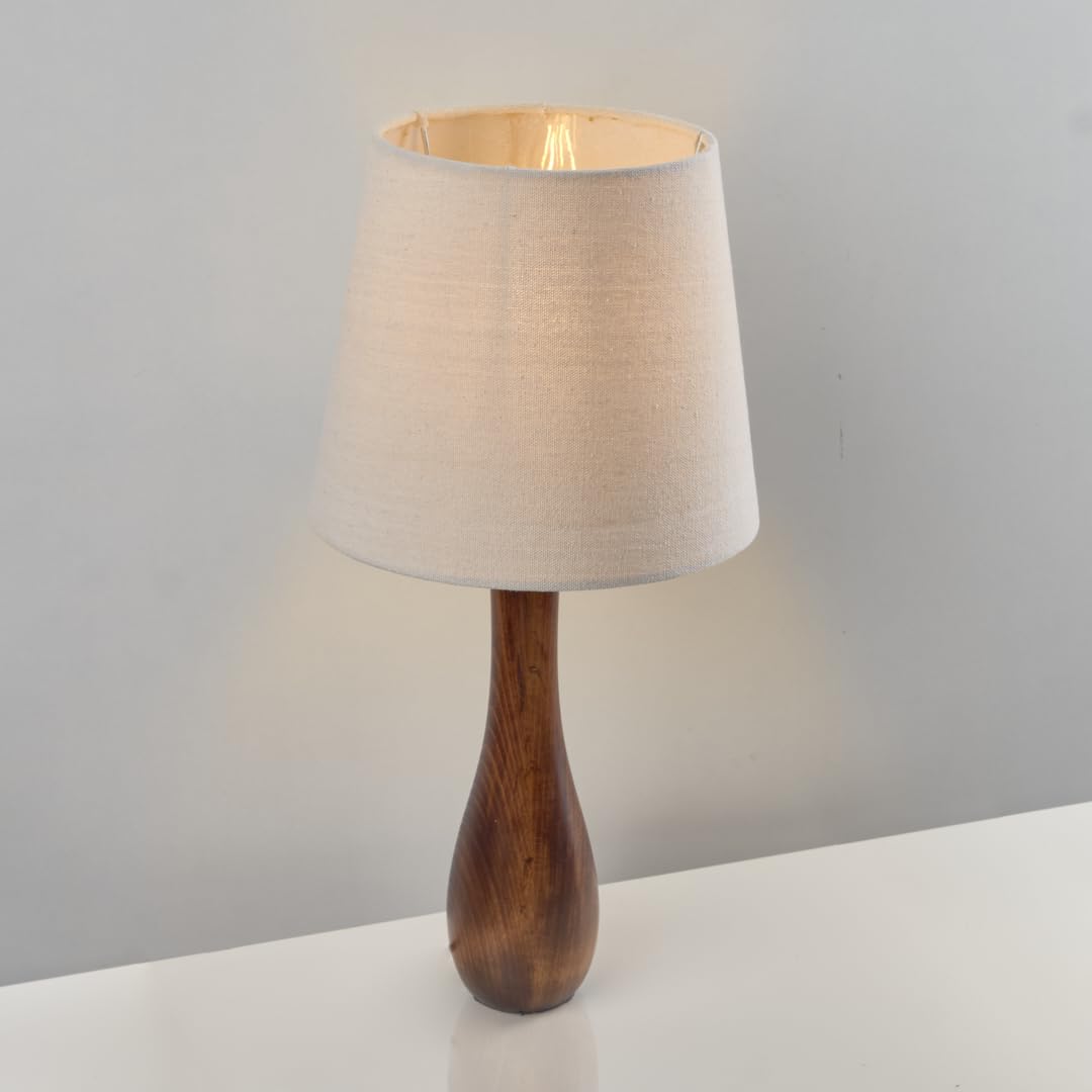 اباجورة بولنج بنى مصنوعه من خشب الزان الطبيعي NAGAFA Shop, wooden bowling lamp TB67-BN-WH