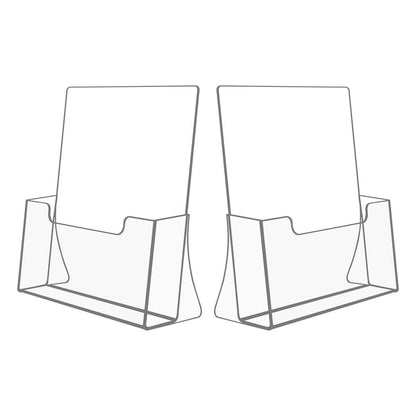 Acrylic Brochure Holder, 2-Pack Clear Literature Display Stand, 21.5 x 28 cm Countertop Organizer for Flyers, Magazines, Pamphlets, Booklets, Menus and Journals, for Office and Retail