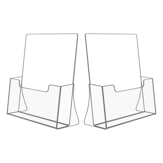 Acrylic Brochure Holder, 2-Pack Clear Literature Display Stand, 21.5 x 28 cm Countertop Organizer for Flyers, Magazines, Pamphlets, Booklets, Menus and Journals, for Office and Retail