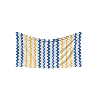 Zigzag Beach Towel, a Soft and Absorbent Towel for Adults and Kids, 70x140 cm, Blue, Yellow & White, a Quick-Drying and Sand-Resistant Towel for the Beach, Pool, or Travel