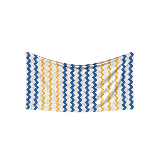 Zigzag Beach Towel, a Soft and Absorbent Towel for Adults and Kids, 70x140 cm, Blue, Yellow & White, a Quick-Drying and Sand-Resistant Towel for the Beach, Pool, or Travel