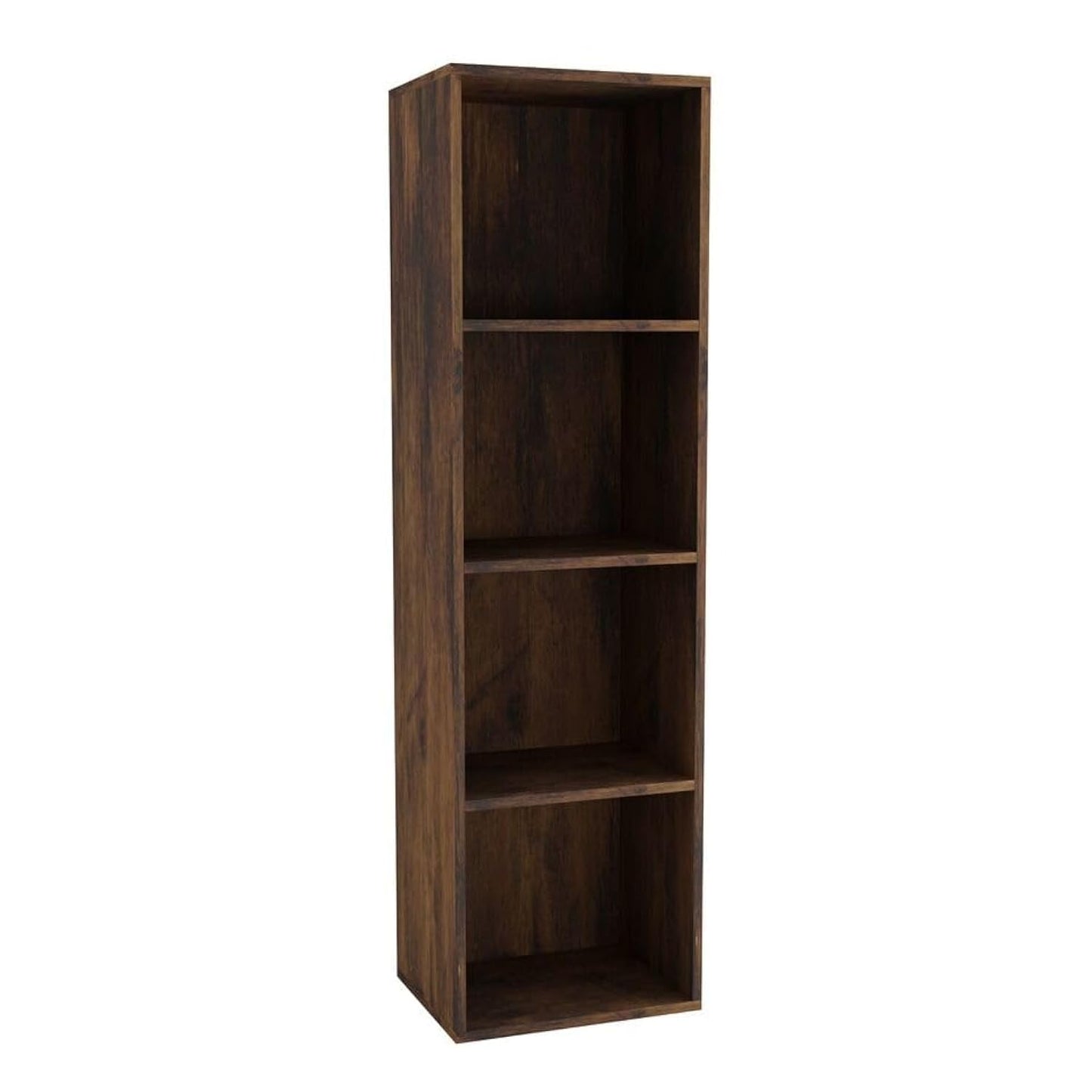 4 Shelf Wooden Bookcase, Tall Shelving Display and Storage Unit, Modern Bookshelf in Rustic Brown for Living Room or Office, Sturdy Freestanding Wood Shelves