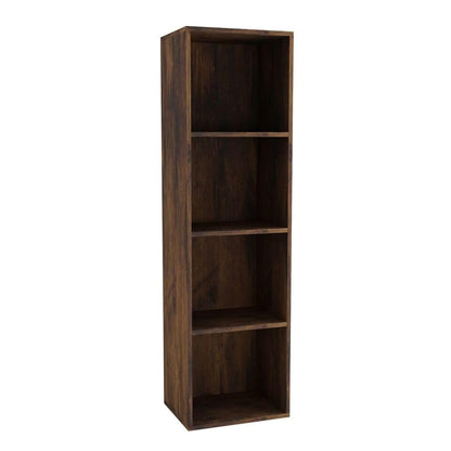 4 Shelf Wooden Bookcase, Tall Shelving Display and Storage Unit, Modern Bookshelf in Rustic Brown for Living Room or Office, Sturdy Freestanding Wood Shelves