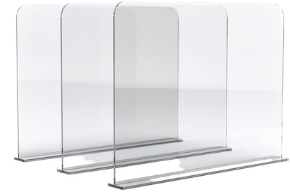 Clear Acrylic Shelf Dividers, 3-Pack Closet Organizer for T-Shirts, Sweaters, Books, Handbags, and Purse Storage