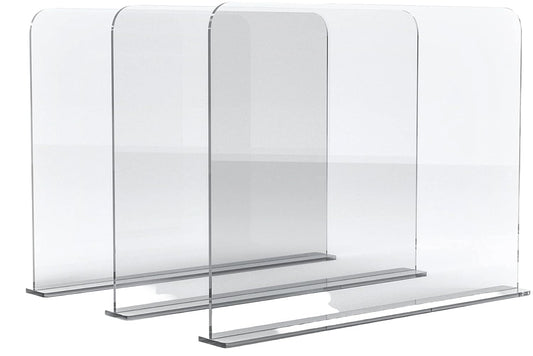 Clear Acrylic Shelf Dividers, 3-Pack Closet Organizer for T-Shirts, Sweaters, Books, Handbags, and Purse Storage