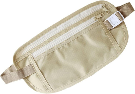 Waterproof Invisible Travel Waist Bag With Hidden Security Zipper Pocket And Strong Strap Practical For Personal Supplies - Beige