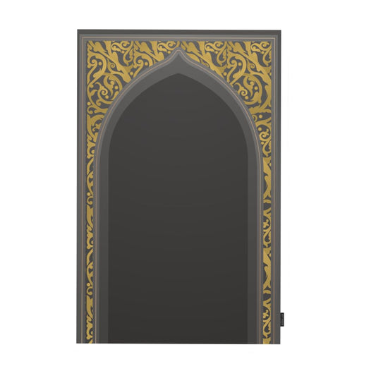 Waterproof Prayer Mat in Grey and Gold, 68x117 cm, a durable and practical rug with a stylish design, easy to clean and perfect for travel, outdoor use, or daily prayers anywhere