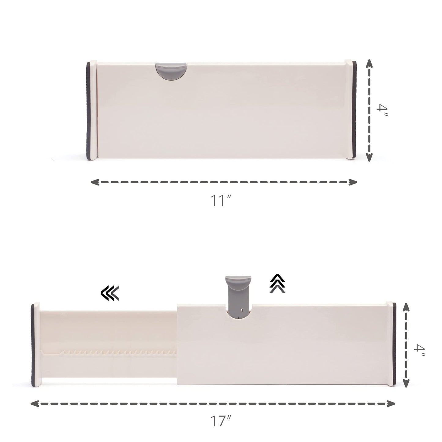 DIOMMELL 4 Pack Adjustable Dresser Drawer Dividers Organizers, Plastic Expandable Drawer Organization Separators for Kitchen, Bedroom, Closet, Bathroom and Office Drawers