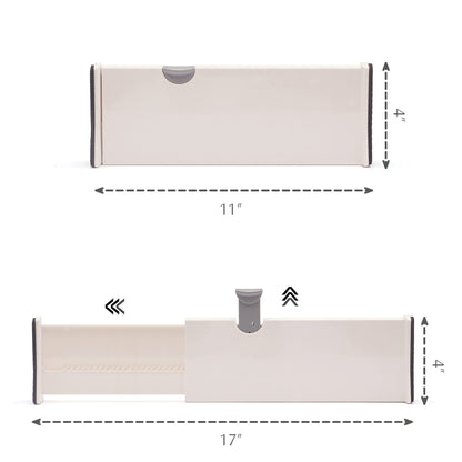 DIOMMELL 4 Pack Adjustable Dresser Drawer Dividers Organizers, Plastic Expandable Drawer Organization Separators for Kitchen, Bedroom, Closet, Bathroom and Office Drawers