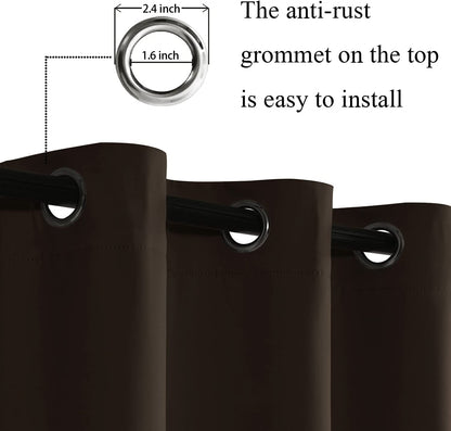 INtex CURTAINS HOUSE Blackout with Tiebacks - Thermal Insulated, Light Blocking and Noise Reducing Grommet Curtain Drapes for Bedroom and Living Room, Set of 2 Panels, (175W x 210L CM, Cafe)