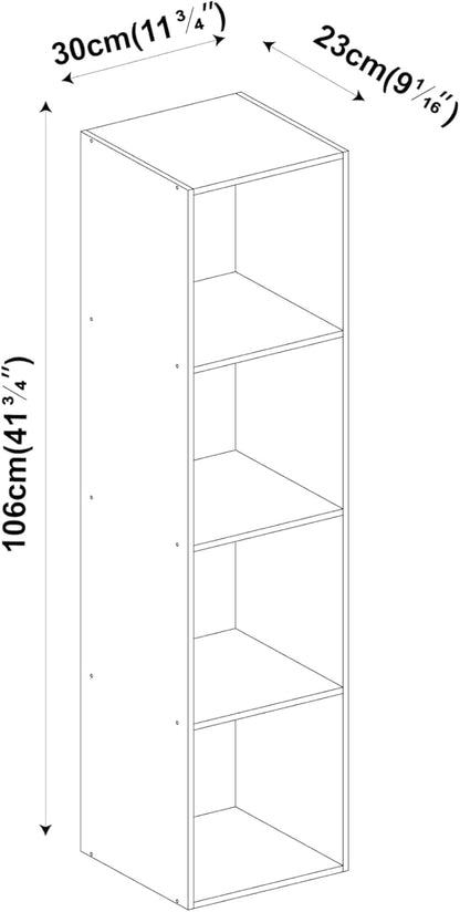 4-Tier Wooden Bookcase and Storage Display Shelving Unit, Classic Freestanding Design in a Clean White Finish, Versatile Organizer for Living Room, Bedroom or Office
