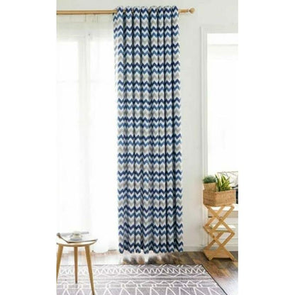 INtex CURTAINS House Luxury velvet curtains - Modern Design - Stripped Zigzag -Digital Printed - Steel Grommets - 1 Piece 140W X 230L CM Yellow * Grey