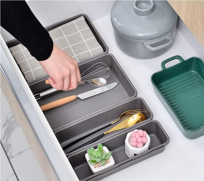 16 Pieces Drawer Organizers Set, Versatile Desk Drawer Organizer Trays Plastic Storage Bins, Separators Drawer Divider for Makeup, Kitchen Gadgets Utensils and Office