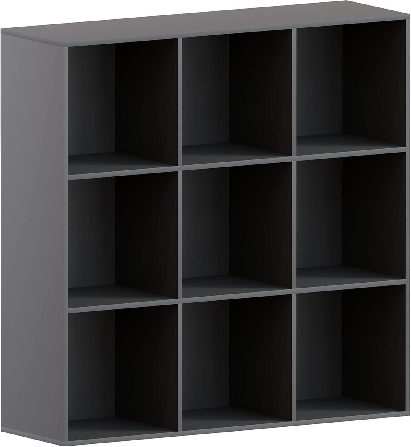 Storage Bookcase with 9 Cubes, Large Capacity Organizer for Home or Office Living Room, Manufactured Wood in a Sleek Black Finish, Freestanding and Versatile Shelf