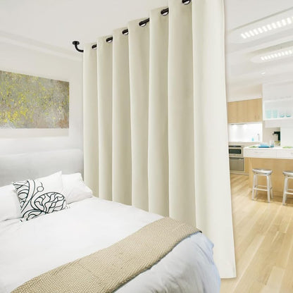 INtex CURTAINS HOUSE 100% Blackout Curtains - Double Layer Drapes for Full Darkness & Energy Saving Blocking Window Panels for Bedroom, Living Room & Office Grey 150W X 260L CM