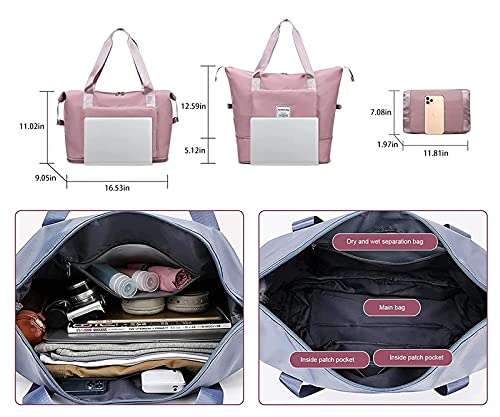 Large Capacity Folding Travel Bag,Portable Foldable Travel Lightweight Waterproof Oxford Fabric Duffel Bag Carry Luggage Bag for Gym, Vacation, Grey