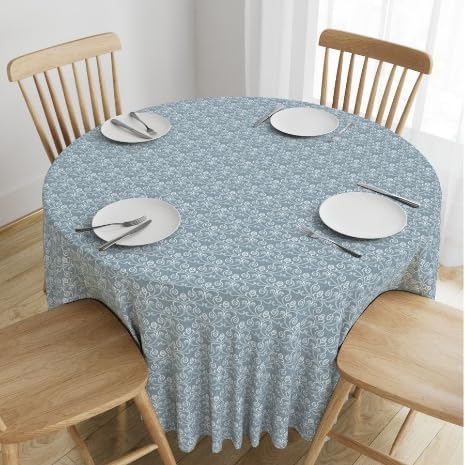 INtex Home Linen-Look Tablecloth, Elegant Meadow Breeze Printed Design, Wrinkle-Resistant Fabric for Dining Room Occasions Events and Everyday Use, 1 Piece - 130 x 200 cm - Petrol Blue