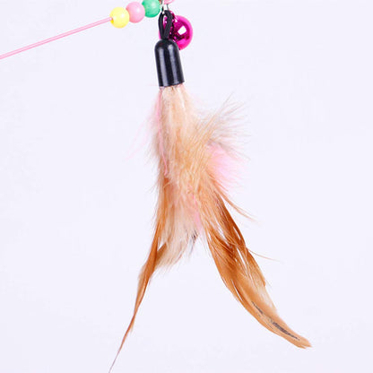 Blnboimrun 2PCS Pet Teaser Cat Toy Steel Wire Feather Interactive Cat Stick Training Kitten Wand Toys