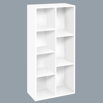 DIY 7-Cube Engineered Wood Book Shelf, a Multipurpose Open Storage Organizer and Book Stand for Home, Office, or Study Room, presented in a clean and modern White finish