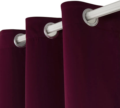 INtex CURTAINS HOUSE Luxury Blackout Curtains-Steel grommets-thermal Insulated fabric-for room Darkness (200W X 270L CM, Dark red)
