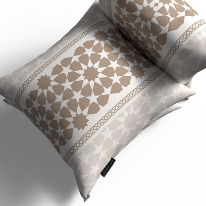 Oasis Velvet Cushion Cover in White & Beige, a calming 40x40 cm decorative throw pillow with a serene pattern, perfect for creating a peaceful and elegant retreat during Ramadan