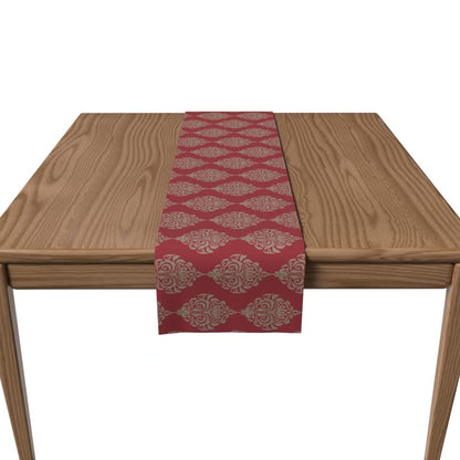 Velvet Red Damask Runner, a Luxurious Decorative Centerpiece with an Elegant Damask Pattern in a Rich Red, 35x140 cm, adds a Touch of Opulence and Dramatic Flair to your Decor