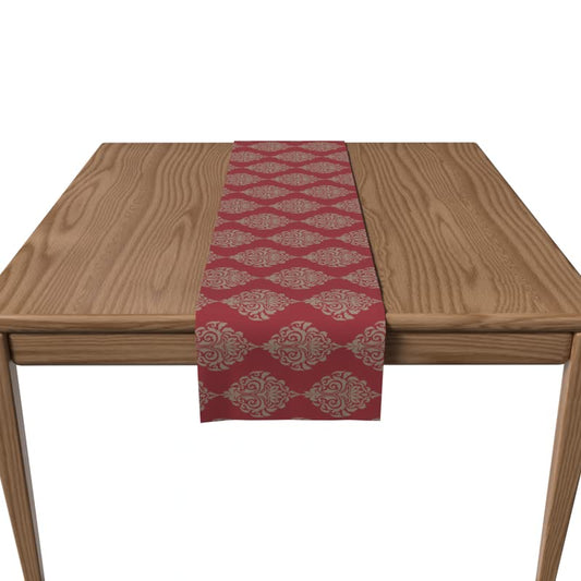 Velvet Red Damask Runner, a Luxurious Decorative Centerpiece with an Elegant Damask Pattern in a Rich Red, 35x140 cm, adds a Touch of Opulence and Dramatic Flair to your Decor