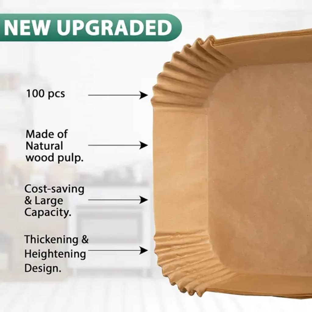 100PCS Air Fryer Disposable Paper Liner, Square Non-Stick Air Fryer Parchment Paper for Baking Microwave Baking Oil-proof, 7.8inch/20cm, Round
